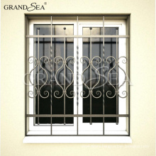 Multi functional galvanized framed wrought iron window gril design